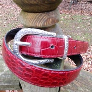 Brighton Double Sided Leather Belt Red & Black